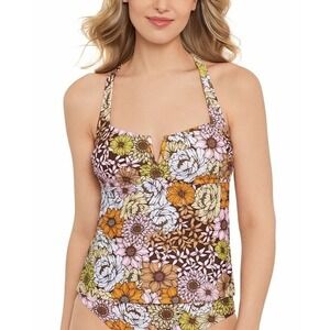 Women's Salt + Cove Floral V Wire Tankini Top S New With Tags